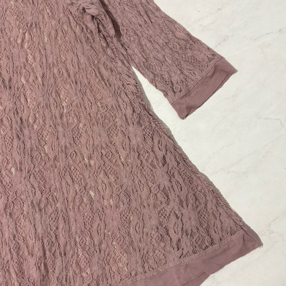 Ali Miles Blush Pink Lace Tunic Top Size Medium Artsy Hippie Boho Western - Picture 5 of 5